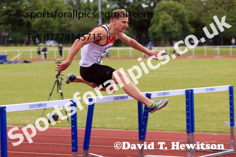 Senior Mens 400 metres hurdles, 2024 Northern Senior and Under-20s Track and Field Champs, Middlesbrough.  Photo: David T. Hewitson/Sports for All Pics